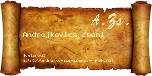 Andrejkovics Zseni névjegykártya